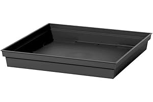 EDA - Soucoupe Carrée Toscane 26,7 cm - pour Pot de Fleur Carré Toscane 32 cm - 26,7 x 26,7 x H.3,8 cm - Gris Anthracite