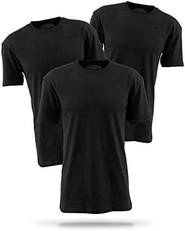 Casual Standard Mens T-Shirts Pack Of 3 Plain Crew Neck T-Shirt Regular Fit Short Sleeve Black XXL
