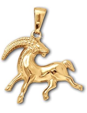 CLEVER SCHMUCK Goldener Sternzeichen Anhänger Steinbock 18 x 15 mm glänzend und beidseitig plastische Form 333...