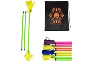 Juggle Dream Neo Flower Stick Set - Great For All Skill Levels - Pro Fibreglass and Silicone Flower Stick and Handsticks - Includes Cascade Bag (Green)