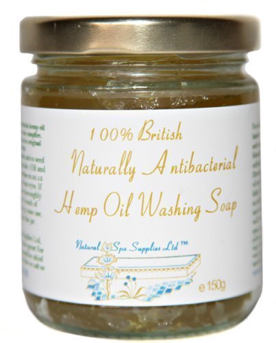 British Naturally Anti-Bacterial, Anti-Microbial Hemp Oil Face & Body Wash Soap for Sensitive, Allergy and Trouble-Prone Skin, 150g glass jar