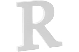 Libetui Lettre R en bois pour décoration de maison, salon, chambre d'enfant, fête, mariage, café, couleur blanche, taille 20 cm, autoportante, peut être peinte.