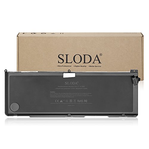 SLODA Laptop ErsatzAkku für Apple MacBook Pro 17″ A1383 A1297 (2011 Version) Unibody Batterie Kompatibel für Macbook Pro 17 Zoll 8,3 MC725xx/A MD311xx/A [Li- Polymer 10.95 V 8700mAh] - 5