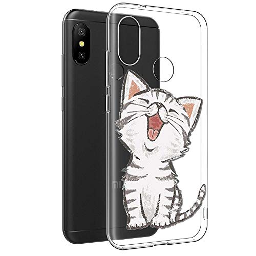 Funda Xiaomi Mi A2 Lite, Eouine Cárcasa Silicona 3D Transparente con Dibujos Diseño [Antigolpes] de Protector Fundas para Movil Xiaomi Mi A2 Lite/Xiaomi Redmi 6Pro - 5,84 Pulgadas (Gato Sonriente)
