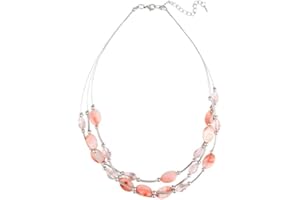 BULINLIN Crystal Layered Statement Necklace for Women, Shell Choker Necklace with Chunky Silver Metal Fashion Jewelry Gifts for Her