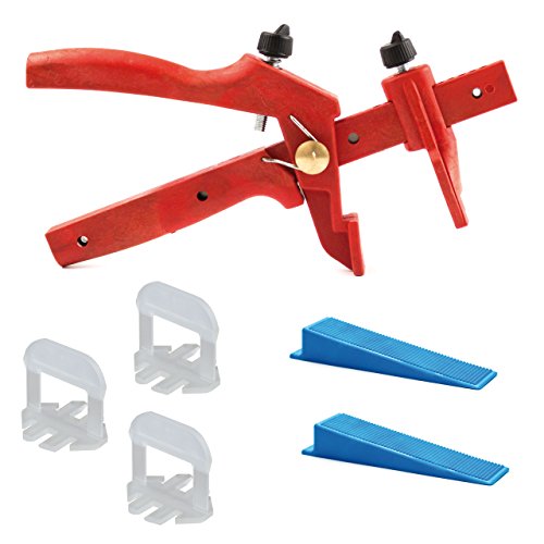 Lantelme 6040 Fliesen Nivelliersystem Basis-Set für Fuge 2mm und 3 - 15 mm Stärke - Verlegehilfe - Verlegesystem - Fliesenverlegung - Fliesenverlegehilfe - Fliesenverlegesystem - red Edition