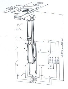 Premium TV Deckenhalterung, bis zu 105° neigbar für Dachschrägen, Höhe verstellbar, max. Traglast 20kg, max. VESA 200×200, universell HALTERUNGSPROFI CL3 - 3