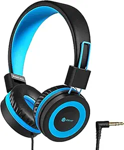 Kids Headphones, iClever Headphones for Kids with 94dB Volume Limited for Boys Girls, Adjustable Headband, Foldable, Child Headphones on Ear for Study Tablet Airplane School, Black, Blue