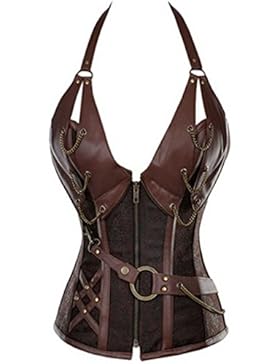 Damen Neckholder Corsage Top Korsett Gothic Steampunk Dessous Übergrößen S-6XL