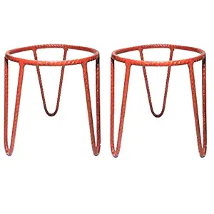 SIMRAN HANDICRAFTS RISE Round Iron Matka/Planter Pot Stand for Home Decor, Office, Garden, Balcony Decor, Kitchen 7 x7x 7 inch (Red, Pack of 2)