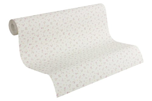 A.S. Creation 937682 Fleuri Pastel Tapete "Little Spring Flowers" weiß, pastellviolett, schilfgrün