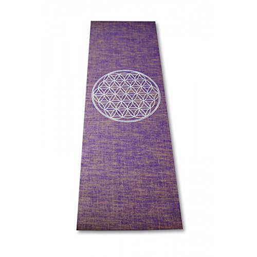 Vivre-Mieux Organic Yoga Mat con Flor de la Vida (Hecha de Yute), Morado