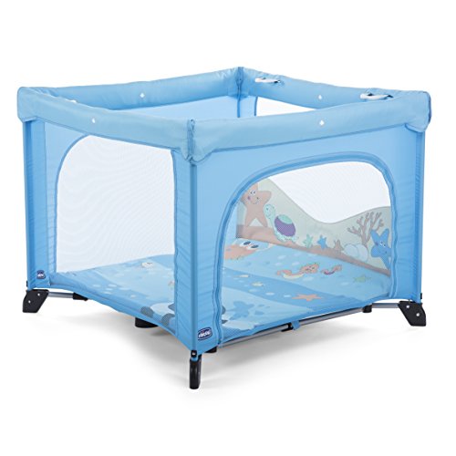 Chicco Open Box - Parque de juegos infantil con alfombra extraíble, 0-4 años, color azul