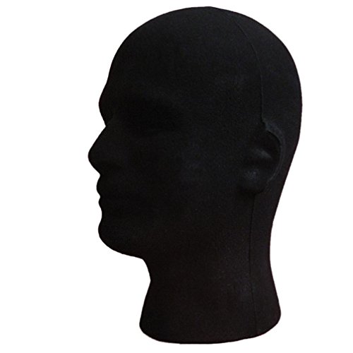 Foam Model Head, FEITONG Male Styrofoam Foam Flocking Head Model Wig Glasses Display Stand Black (1Pc, black)