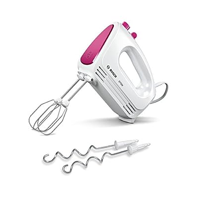 Bosch MFQ2210P Mixeur batteur avec technique moteur moderne, 2 fouets, 2 crochets pétrisseurs en acier inoxydable et 4 vitesses 375 W weiß - wild purple