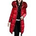 Produktbild Damen Daunenjacke Winterjacke,Wintermantel Lange Frauen DaunenmantelWinter Warm Dicker Mantel Parka Jacke Outwear Oberbekleidung Trenchcoat mit Pelzkragen Elecenty (Rot, XL)