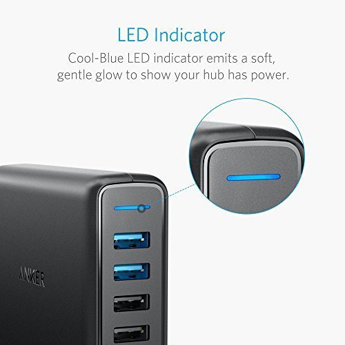 Anker PowerPort Speed 5, USB Ladegerät Desktop Ladeadapter mit Dual Quick Charge 3.0 Ladeports und 3 Power IQ Ports für Samsung Galaxy S7 / S6 / Edge, Note 5 / 4, LG G4, iPhone 7 6 5, iPad usw. - 6