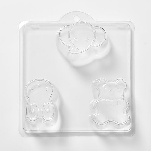 3 Cavity Teddy, Rabbit & Elephant Soap/Bath Bomb Mould Mold N22 x 10