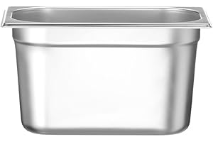 HENDI Bac Gastronorme, GN 1/4, résistance thermique -40 °C à 300 °C, utilisable dans des fours à convection, des réfrigérateurs, des bain-maries, des chafing dishes, 4L, 265x162(H)150mm, inox