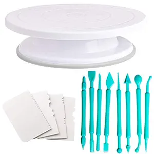 Bulfyss Combo Pack - Cake Turntable Revolving Cake Decorating Stand Cake Stand Sugarcraft