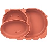 Porsima MYS34005-1 Silikon 3 B&ouml;lmeli Kaymaz Bebek Mama Tabağı Kiremit 14 * 21cm