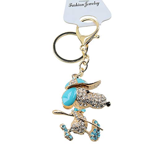 Preisvergleich Produktbild CARMANI - Snoopy-Muster Kristallrhinestone Metallschlüsselketten Schlüsselring Schlüsselhalter Keyfob Art- und Weisecharme-hängende Geldbeutel- / Handbeutel-Dekoration