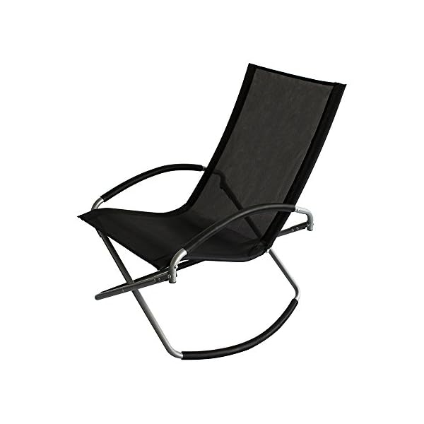 Trueshopping Como Leisure Chair Foldable Black Easy Care Textilene Fabric Rocking Chair Light Convenient Practical and Stylish. Gentle Slight Rocking Motion very relaxing - Image 4
