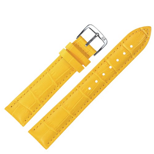 Uhrenarmband 20mm Leder gelb Prgung, Kroko, Bombage - Lederband mit Alligatorprgung - Ersatzarmband mit leichter Polsterung & dezenter Naht - Marburger Uhrenarmbnder seit 1945 - gelb / silber Uhrenarmband 20mm Leder gelb Prgung, Kroko, Bombage - Lederband mit Alligatorprgung - Ersatzarmband mit leichter Polsterung & dezenter Naht - Marburger Uhrenarmbnder seit 1945 - gelb / silber