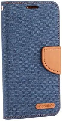 RA Cases Xiaomi Redmi Note 4 Leather &amp; Denim Canvas Dark Blue Protective Case | Shock Absorbent &amp; Scratch Proof Mobile Wallet For Credit Cards &amp; Money | Cute Cover With Flip &amp; Stand Function &amp; Magnetic Clasp