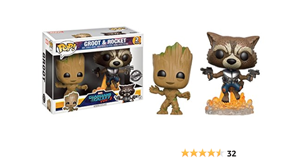 Pop Figures Setvinyl Mavel Guardians Of The Galaxy 2 Young Groot And Rocket Raccoon Amazon Co Uk Toys Games