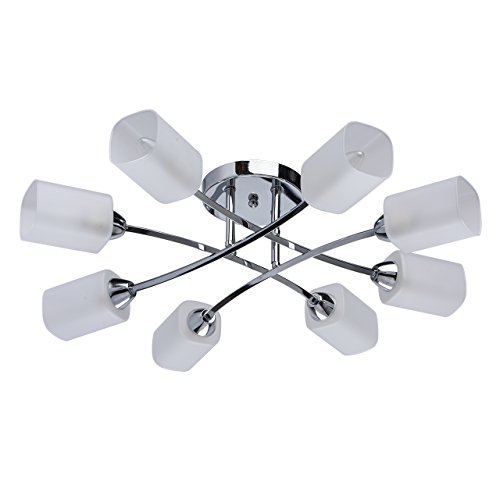 Preisvergleich Produktbild Deckenleuchte 8 flammig Chrom Mattes Glas Wohnzimmer