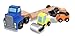 Melissa & Doug Low Loader Wooden Vehicle Play Set - 1 Truck With 2 Chunky Construction Vehicles