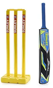 SUNLEY Sarthak Mens Hard Plastic Alloy Cricket Bat with Wicket Set/Cricket Set Full Size