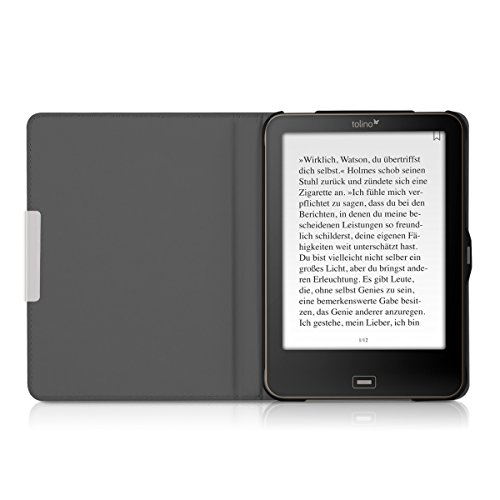 kwmobile Hülle für Tolino Vision 1 / 2 / 3 / 4 HD – Flipcover Case eReader Schutzhülle – Bookstyle Klapphülle Indische Sonne Design Schwarz Weiß - 8