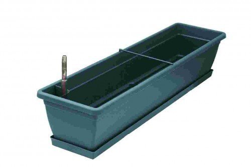 Blumenkasten AQUA TOSCANA aus Kunststoff incl. Wasserstandsanzeiger, Bewässerung und Untersetzer, Farben:anthrazit 38;Länge:100 cm - 4