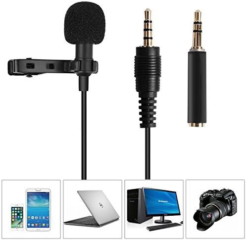Lavalier Lapel Microphone,Omnidirectional Condenser Microphone Recording Clip-On for Computer PC Macbook iPhone iPod iPad Samsung All Smartphones,Perfect for Interviews,Skype,Audio Video Recording