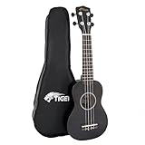 Tiger UKE7-BK - Ukelele soprano para principiantes, color negro