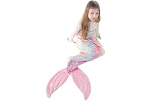 COSUSKET Mermaid Tail Blanket, Mermaid Blanket for Girls, All Seasons Mermaid Tails Sleeping Bags, Rainbow Plush Soft Premium Microfiber Colorful Fish Scale Design Snuggle Blanket