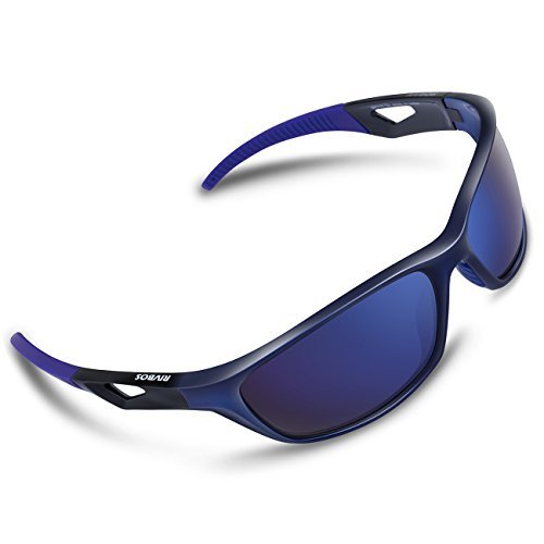 $18 RIVBOS Sports Sunglasses - Blue Mirror Lens