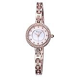 Ying xinguang Kimio Strass Skala & Case & Armband runden Zifferblatt Mode Frauen Quarzuhr mit Alloy Band (Farbe : Rotgold)