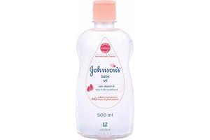 Johnson's Non-Sticky Baby Oil with Vitamin E for Easy Spread and Massage (Clear, 500ml)