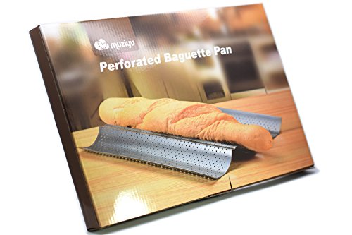 MUZIYU Baguette-Backblech 3 Mulden 38x 25cm mit Antihaftbeschichtung&2 Jahren Zufriedenheitsgarantie - 2