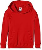 Bolsillo delantero Fruit of the Loom SS056B - Sudadera con capucha para niños, color Rojo (Red), 12-13 años (Talla del fabricante: 34)