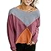 Produktbild Beginfu Frauen Mode trägerlos Langarm Patchwork T-Shirt Bluse Pullover Sweatshirt Langarm Pullover Hoodies Tiefem Rundhals Top Truncated Patchwork Sweatshirt für Frauen Kawaii Oversize