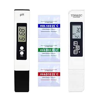 Shapure Digital PH Meter & TDS&EC Meter Combo, 0.01 PH High Accuracy PH Meter with 0-14 pH range & +/- 2% Accuracy 3 in 1 TDS EC Meter for Household Drinking Water, Aquarium, Swimming Pools (White)