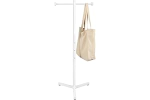 Blulu Heavy Duty Adjustable Shopping Bag Rack Metal Rack for Retail Store Chrome Handbag Display Stand for Trade Show Boutique Small Business, 45 Inch(1 Pcs,White)