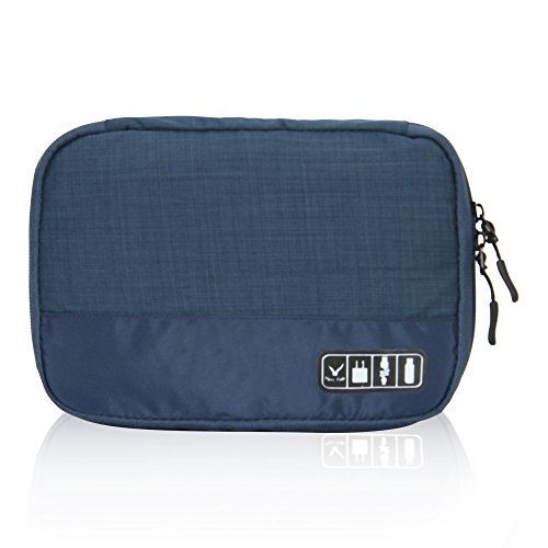 Veevan Portable Cable Tidy Travel Electronic Accessories Organiser USB Drive Charger Storage Pouch with Cord Navy