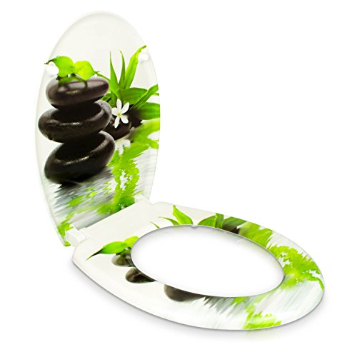 WC Sitz mit Absenkautomatik – „Steingarten“ Design – Toilettendeckel mit Motiv aus Duroplast inkl. Montagesatz – VENKON - 7