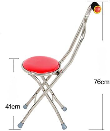 G&amp;M Folding Travel Cane Walking Stick Seat Camp Stool Chair hiking stick cane , red