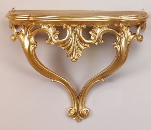 Wandkonsole Antik Wandregal Barock B:57xT:18xH:46cm Spiegelablage Cp60 (Gold)
